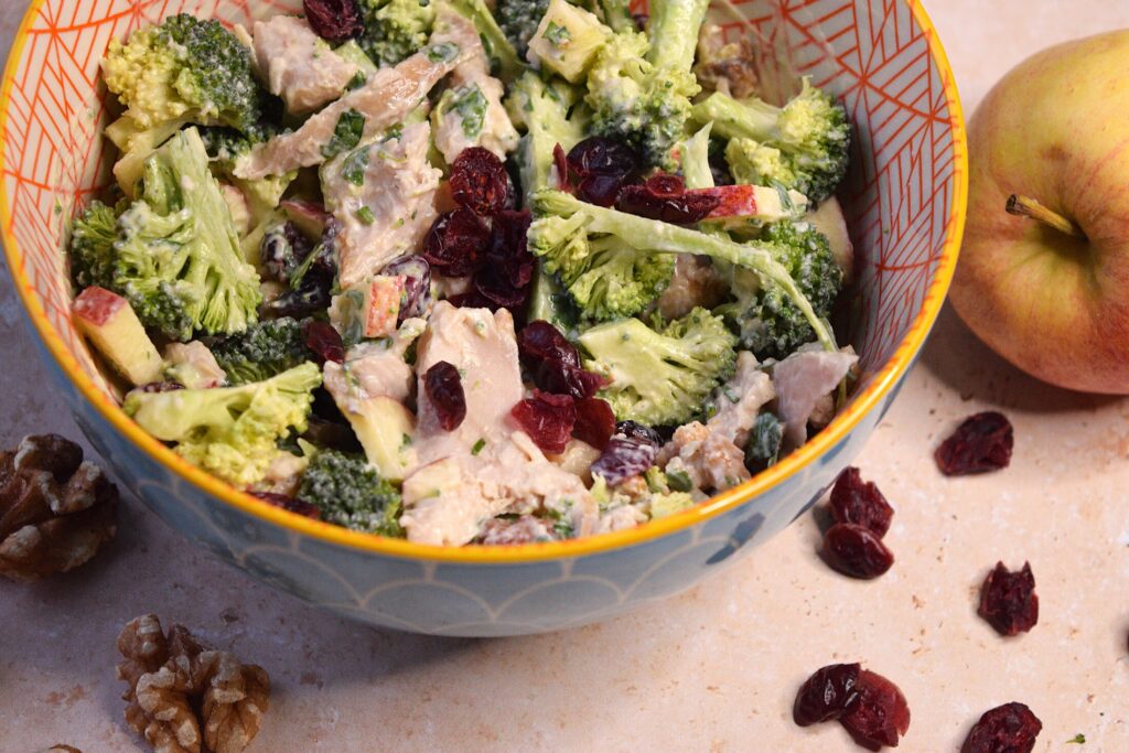 Leftover Chicken, Cranberry & Broccoli Salad with Walnuts